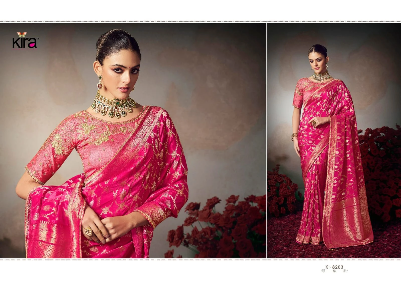 Kira Kamini 8201 to 8206 Chiniya Silk Wedding Wear Saree Collection