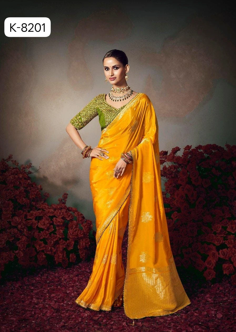 Kira Kamini 8201 to 8206 Chiniya Silk Wedding Wear Saree Collection