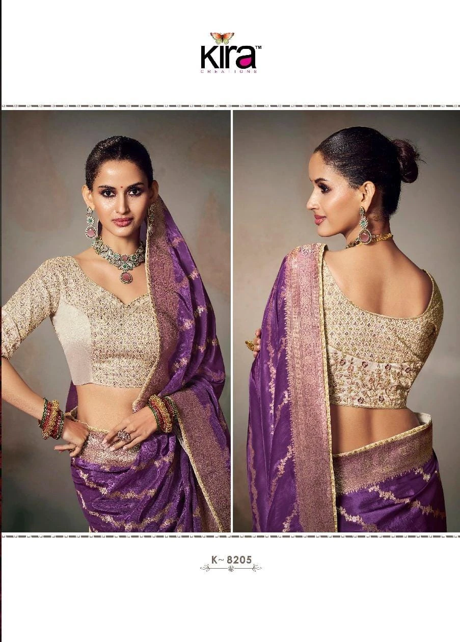 Kira Kamini 8201 to 8206 Chiniya Silk Wedding Wear Saree Collection