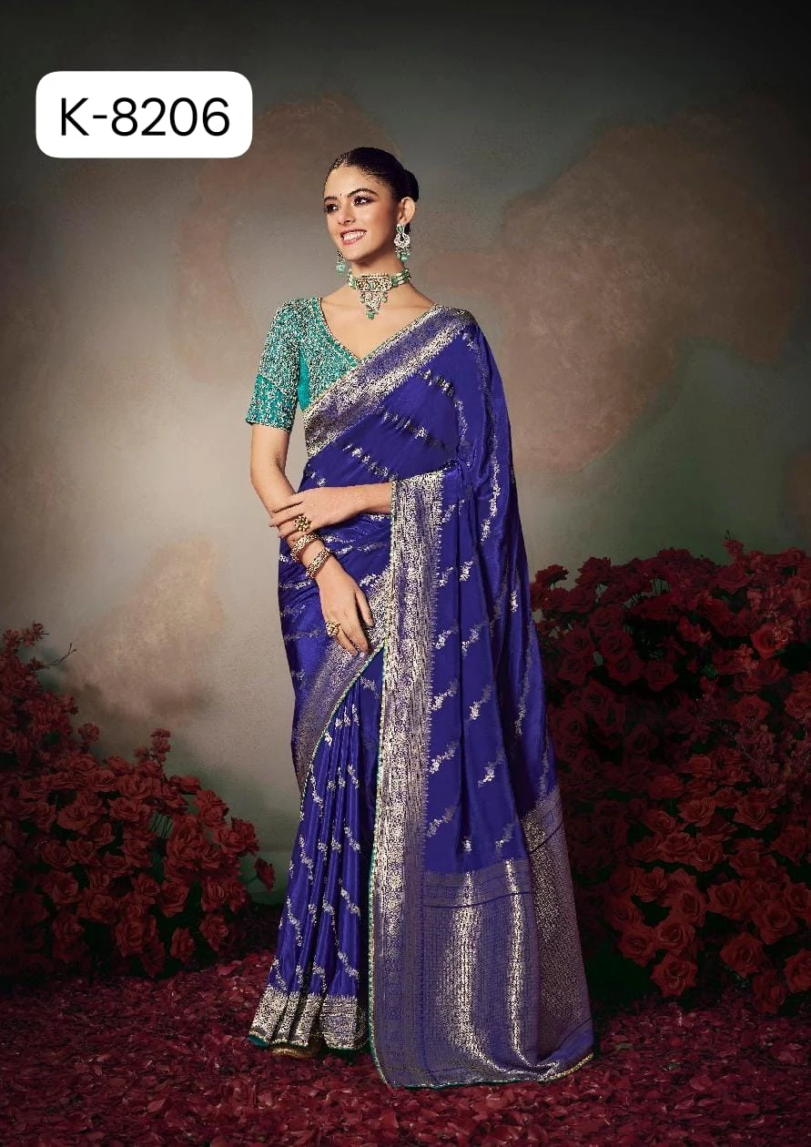 Kira Kamini 8201 to 8206 Chiniya Silk Wedding Wear Saree Collection