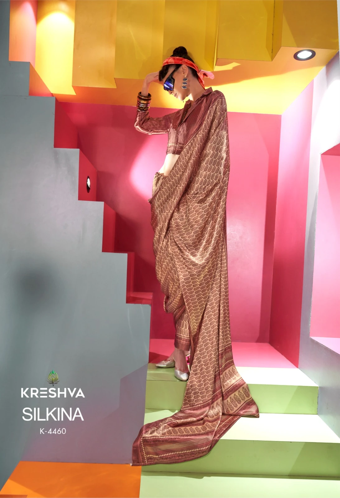 Kreshva Silkina Satin Kashmiri Prints Fancy Saree Collection