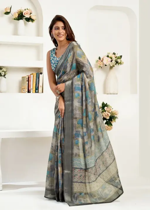 Meera 326 Linen Printed Ready to Wear Fancy Saree Collection