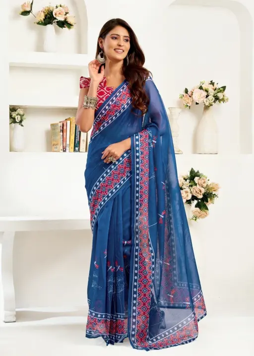 Meera 327 Linen Printed Ready to Wear Beautiful Saree Collection