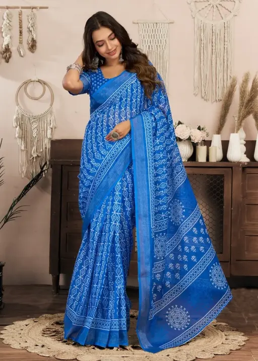 Meera 328 Linen Printed Ready to Wear Fancy Saree Collection