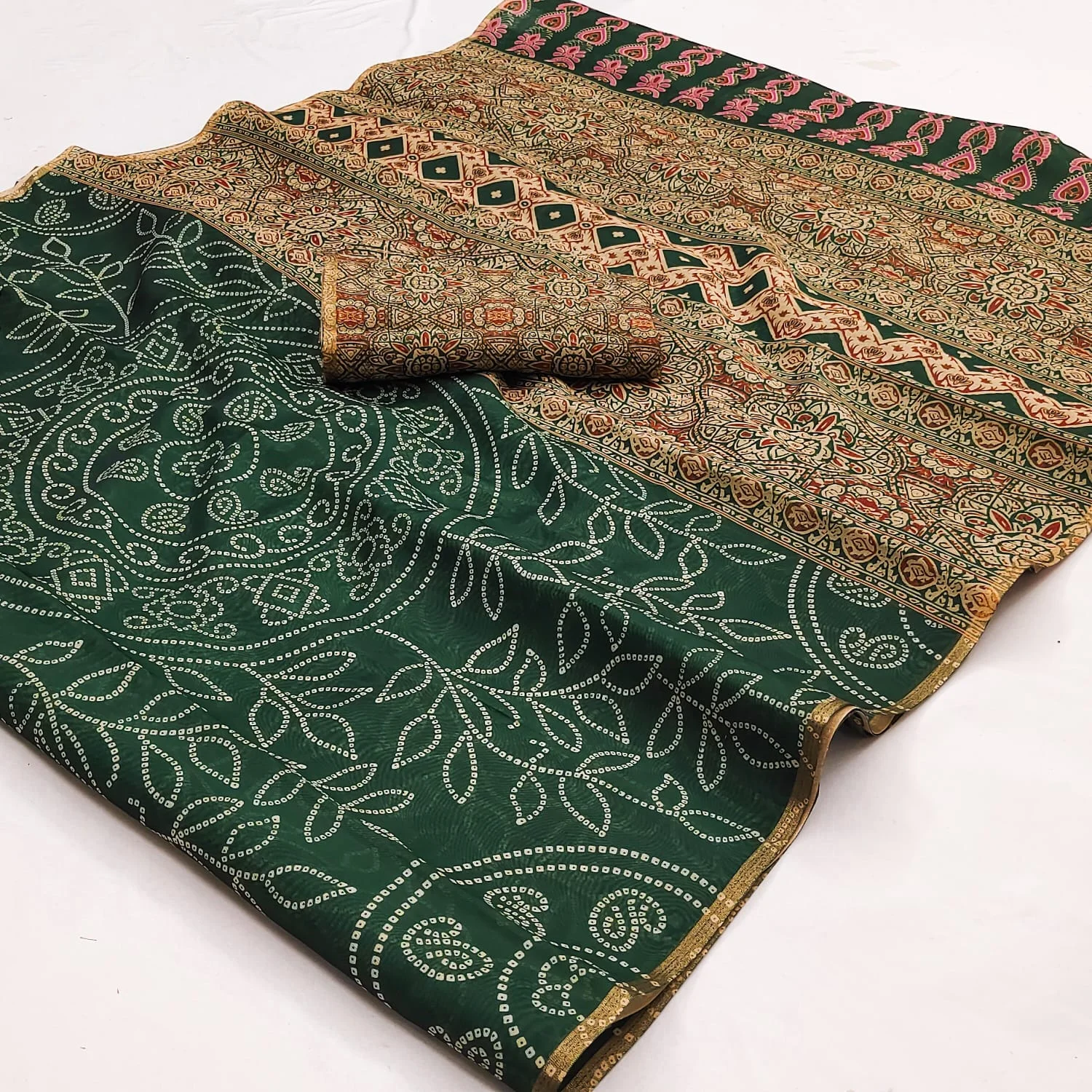 Rajyog Chanderi C 1 to C 12 Linen with Ajarakh Kalamkari Printed Saree