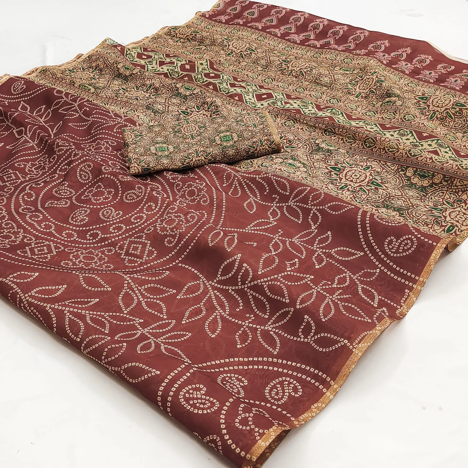 Rajyog Chanderi C 1 to C 12 Linen with Ajarakh Kalamkari Printed Saree