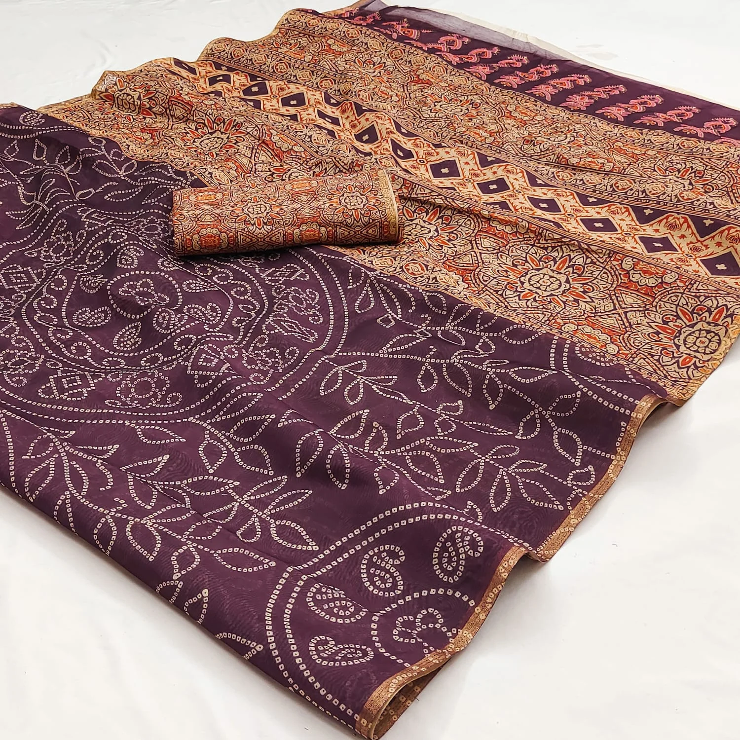 Rajyog Chanderi C 1 to C 12 Linen with Ajarakh Kalamkari Printed Saree