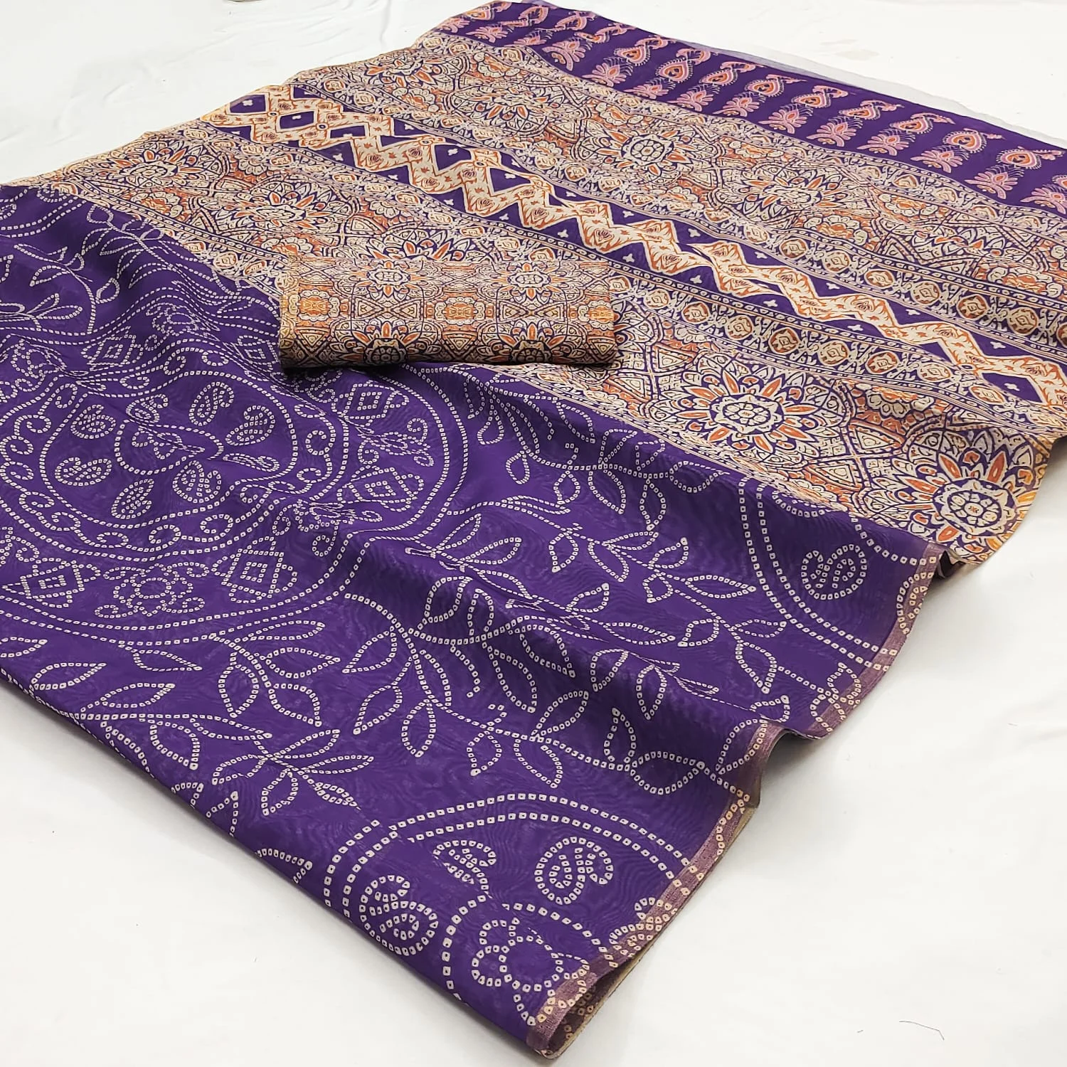 Rajyog Chanderi C 1 to C 12 Linen with Ajarakh Kalamkari Printed Saree