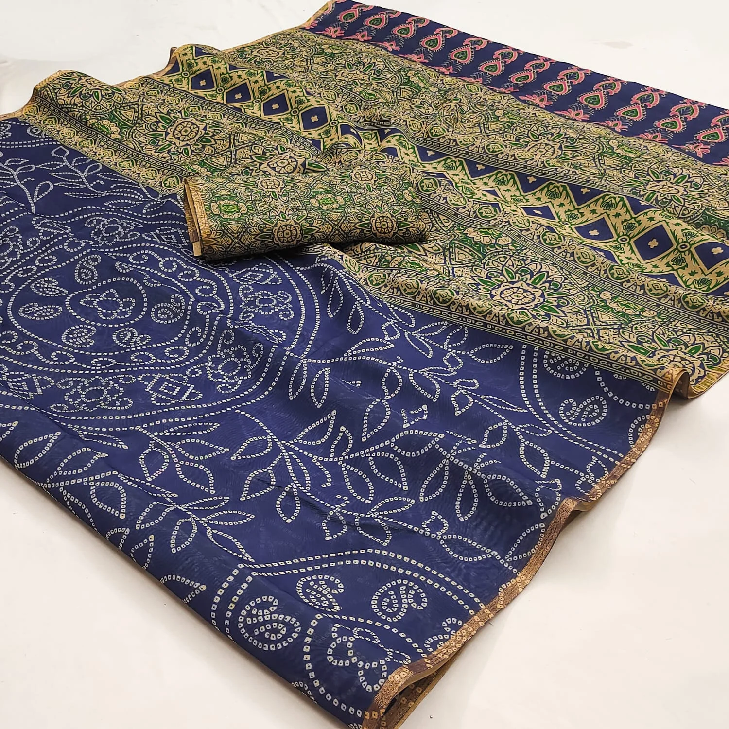 Rajyog Chanderi C 1 to C 12 Linen with Ajarakh Kalamkari Printed Saree