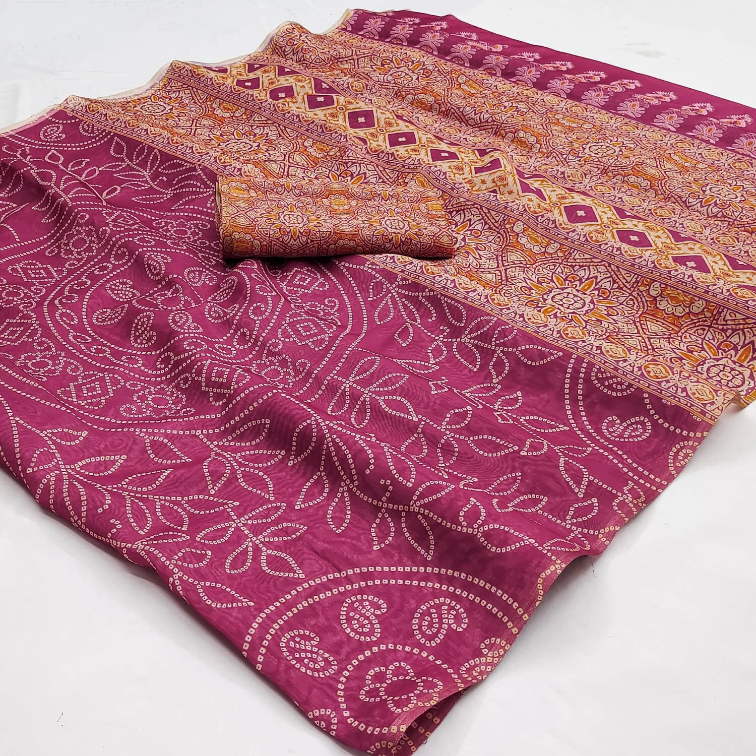 Rajyog Chanderi C 1 to C 12 Linen with Ajarakh Kalamkari Printed Saree