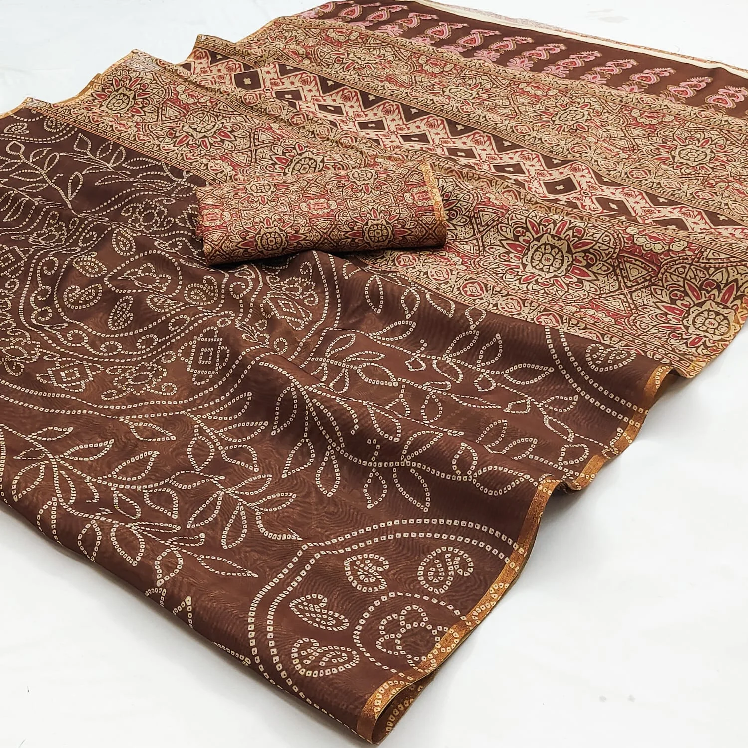 Rajyog Chanderi C 1 to C 12 Linen with Ajarakh Kalamkari Printed Saree