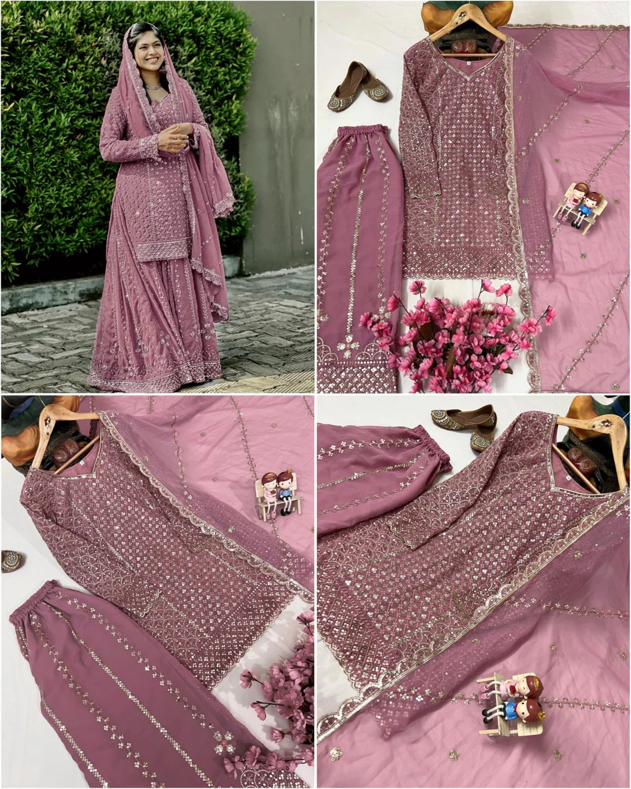 Rama Export Code- 1361-H Heavy Georgette Wholesale Readymade Pakistani Suit Collection