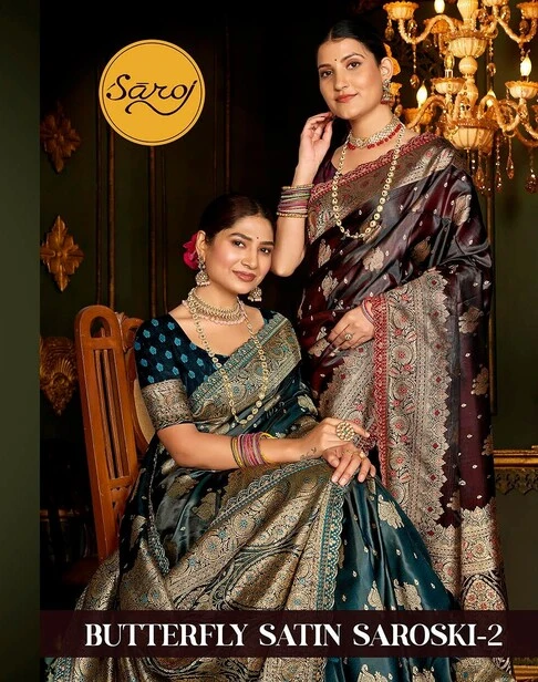 Saroj Butterffly Satin Saroski Vol 2 Satin Silk Saree Collection