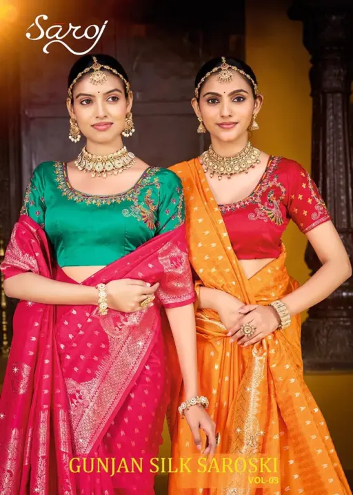 Saroj Gunjan Silk Saroski Vol 3 Silk Embroidery Saree Collection