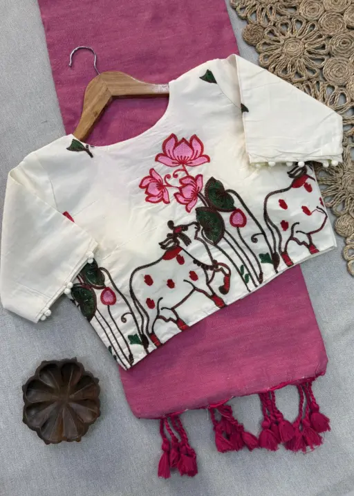 Sccf Pichwai Khadi Cotton Embroidered Pichwai Saree Collection