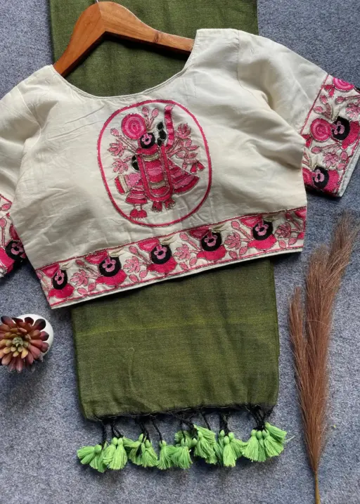 Sccf Shreenath Khadi Cotton Hand Work Saree Collection