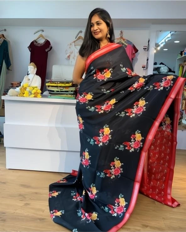 Scmg Mangala Linen Printed Manglagiri Saree Collection