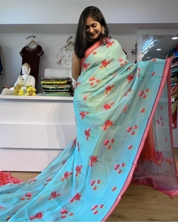 Scmg Mangala Linen Printed Manglagiri Saree Collection