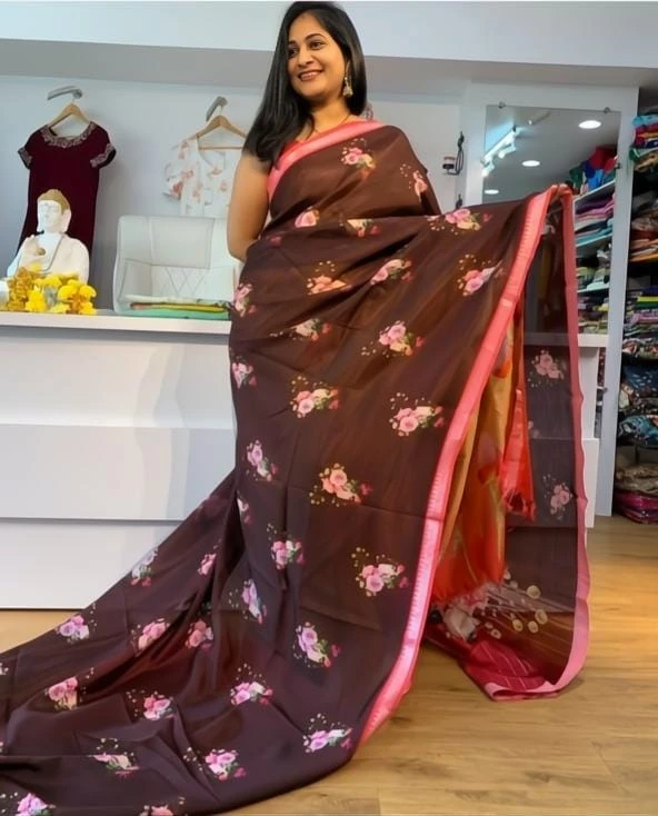 Scmg Mangala Linen Printed Manglagiri Saree Collection