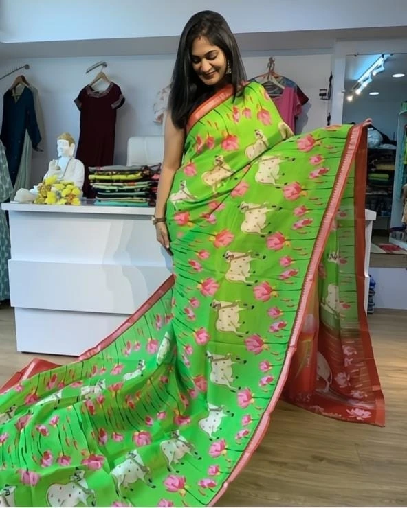 Scmg Mangala Linen Printed Manglagiri Saree Collection