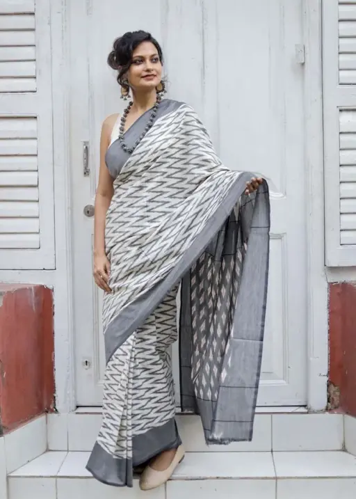 Scmg Shweta Linen Woven Ikkat Saree Collection