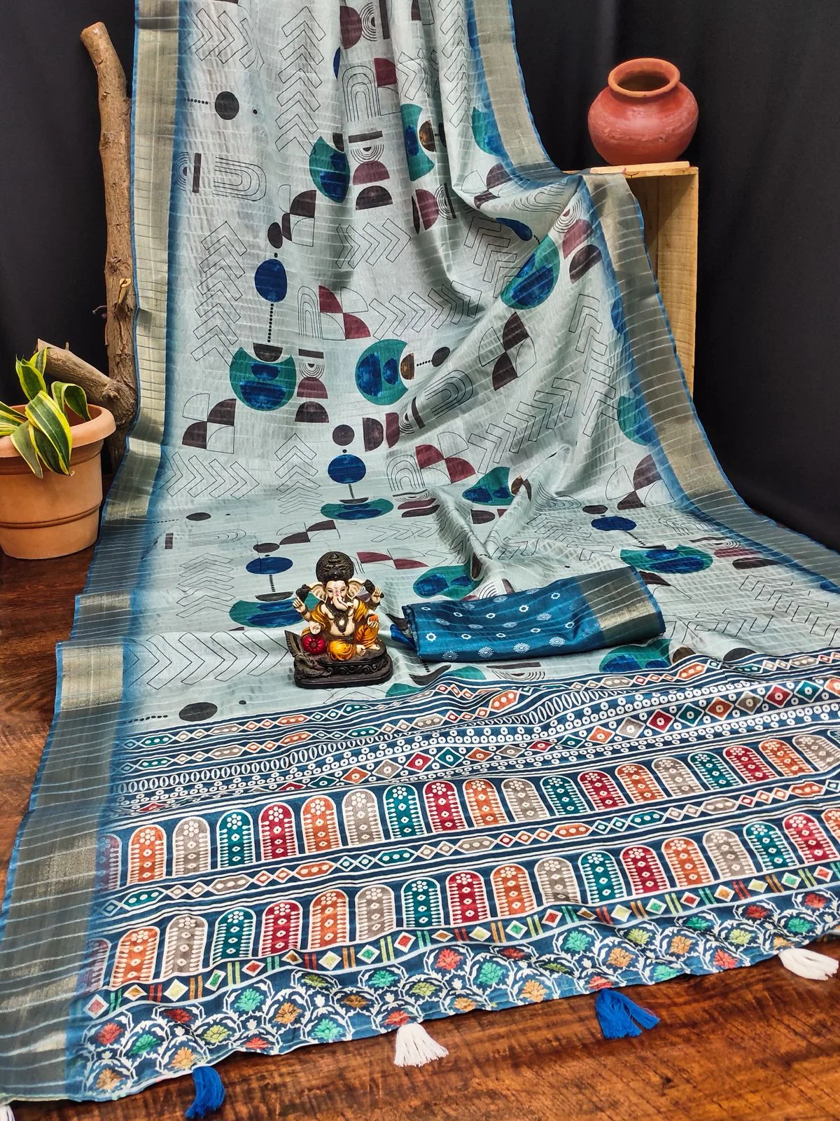 Scvc Radha Handloom Silk Ikkat Printed Fancy Saree Collection