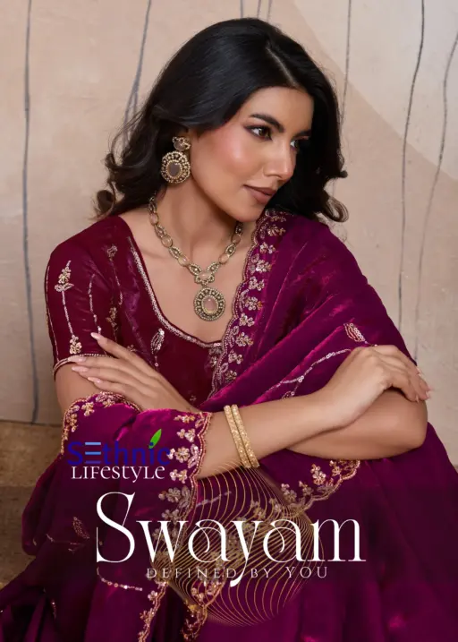 Sethnic Swayam Metallic Velvet Sequence Zari Work Saree Collection