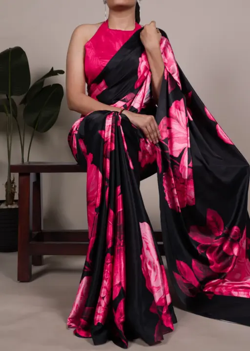 Taraa L 7027 Satin Silk Floral Printed Beautiful Saree Collection