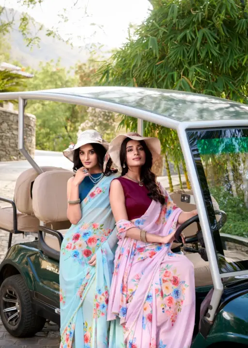 Taraa L 7041 Weighless Marbal Floral Printed Beautiful Saree Collection