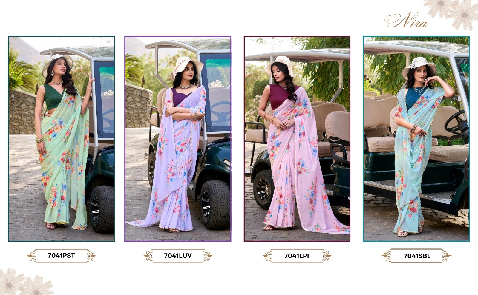 Taraa L 7041 Weighless Marbal Floral Printed Beautiful Saree Collection