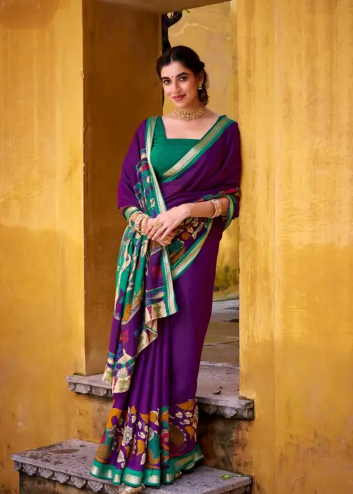 Taraa L 7048 Viscose Chanderi Kalamkari Printed Fancy Saree Collection