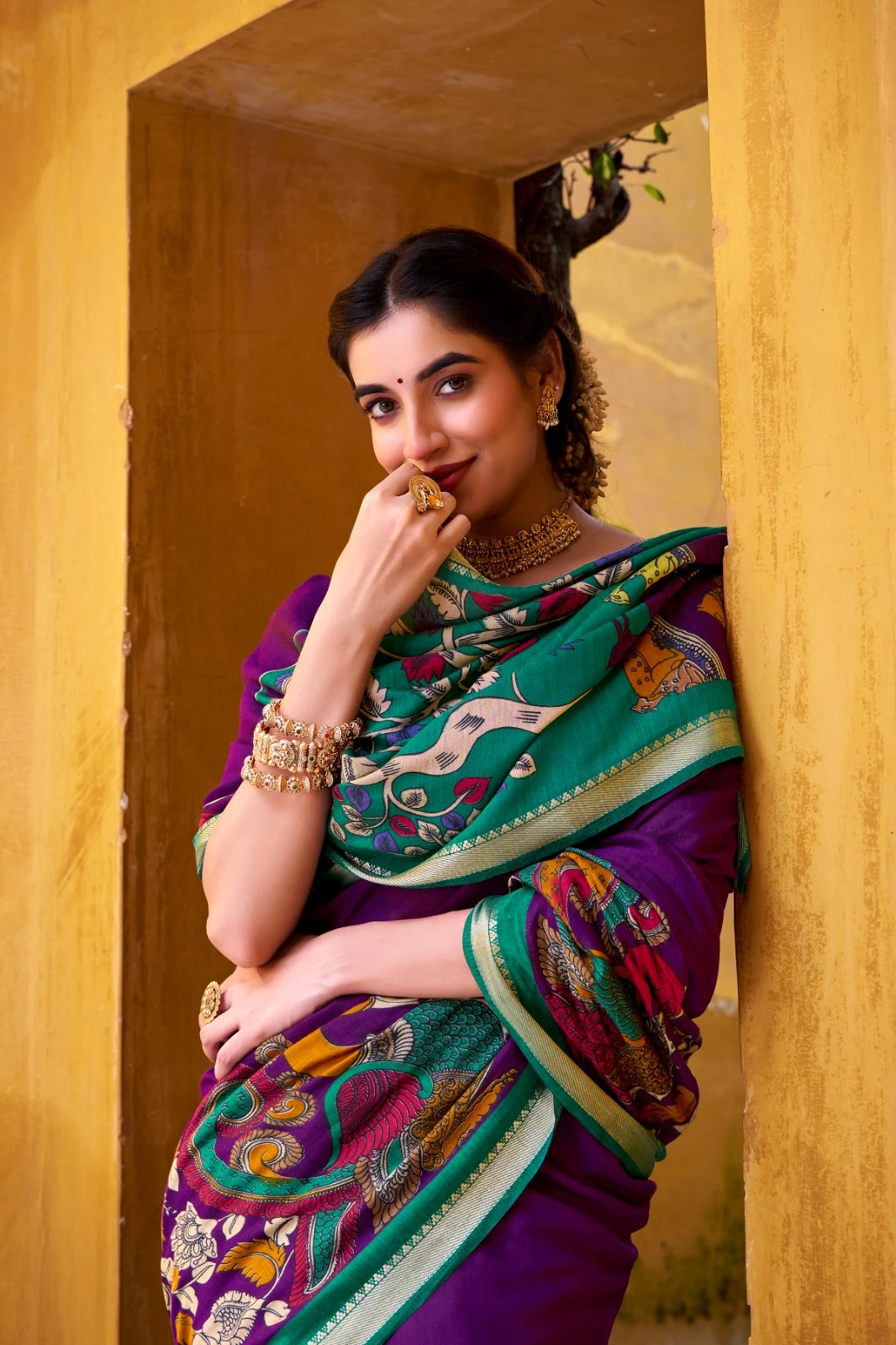 Taraa L 7048 Viscose Chanderi Kalamkari Printed Fancy Saree Collection