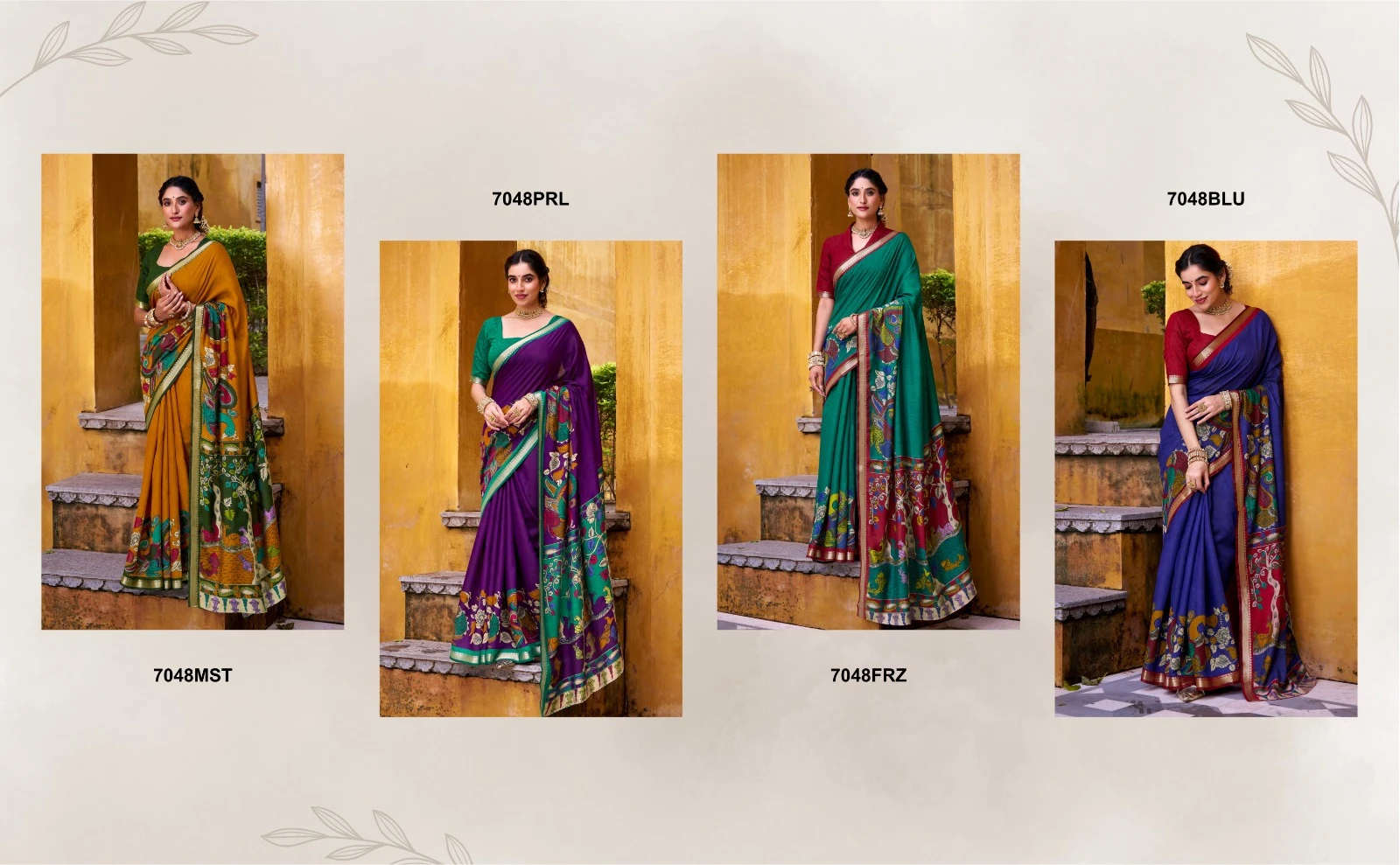 Taraa L 7048 Viscose Chanderi Kalamkari Printed Fancy Saree Collection