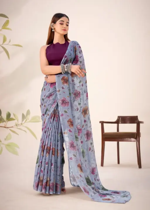 Taraa L 7051 Lurex Brasso Floral Viscose Fancy Saree Collection