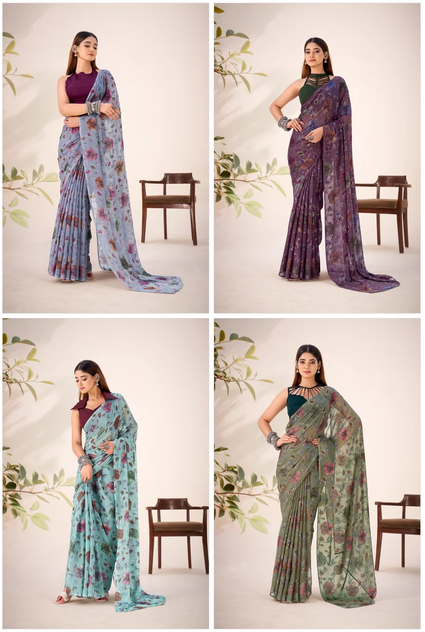 Taraa L 7051 Lurex Brasso Floral Viscose Fancy Saree Collection