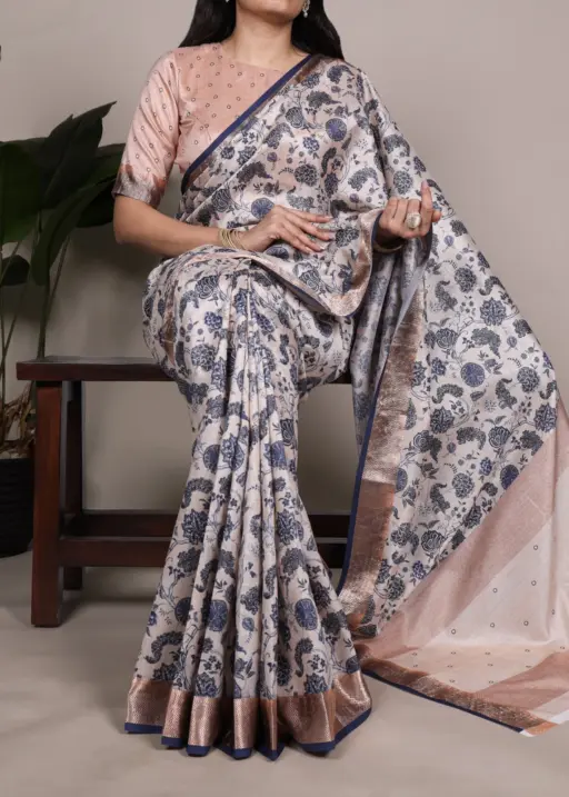Taraa L 7055 Tussar Silk Printed Fancy Saree Collection