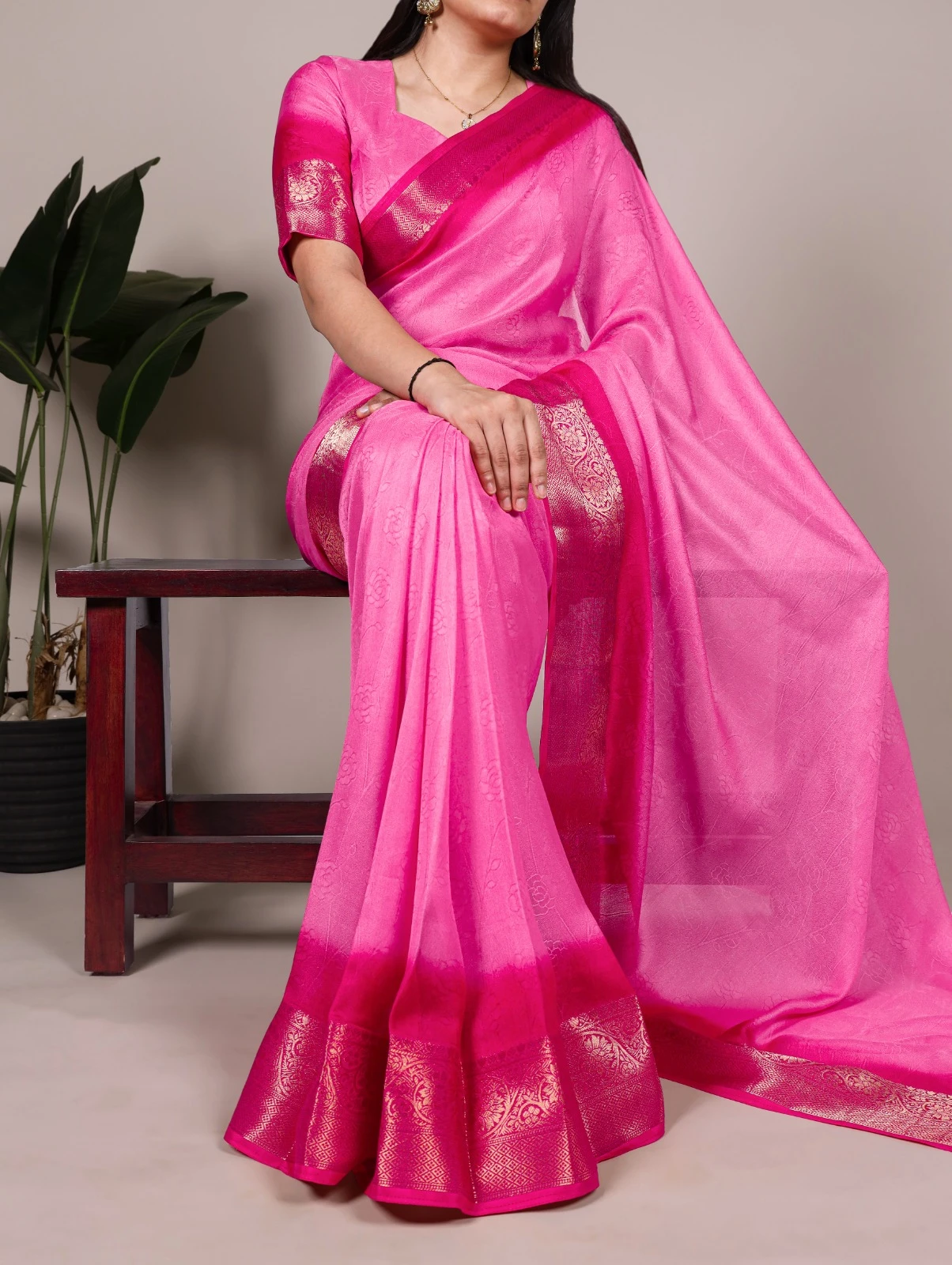 Taraa L 7910 Marsh Mello Zari Worked Plain Saree Collection