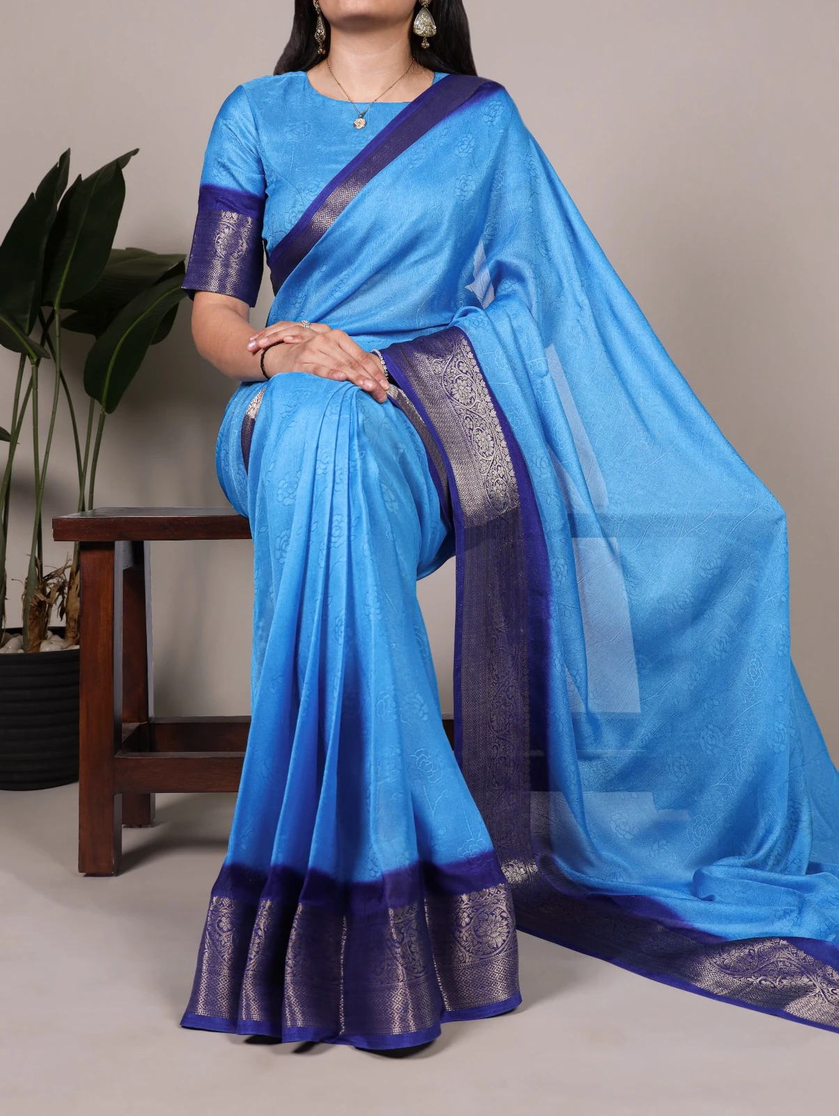 Taraa L 7910 Marsh Mello Zari Worked Plain Saree Collection