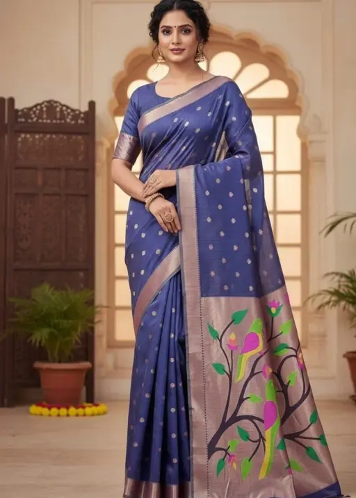 Vt 6086 T Soft Muga Cotton Paithani Saree Collection