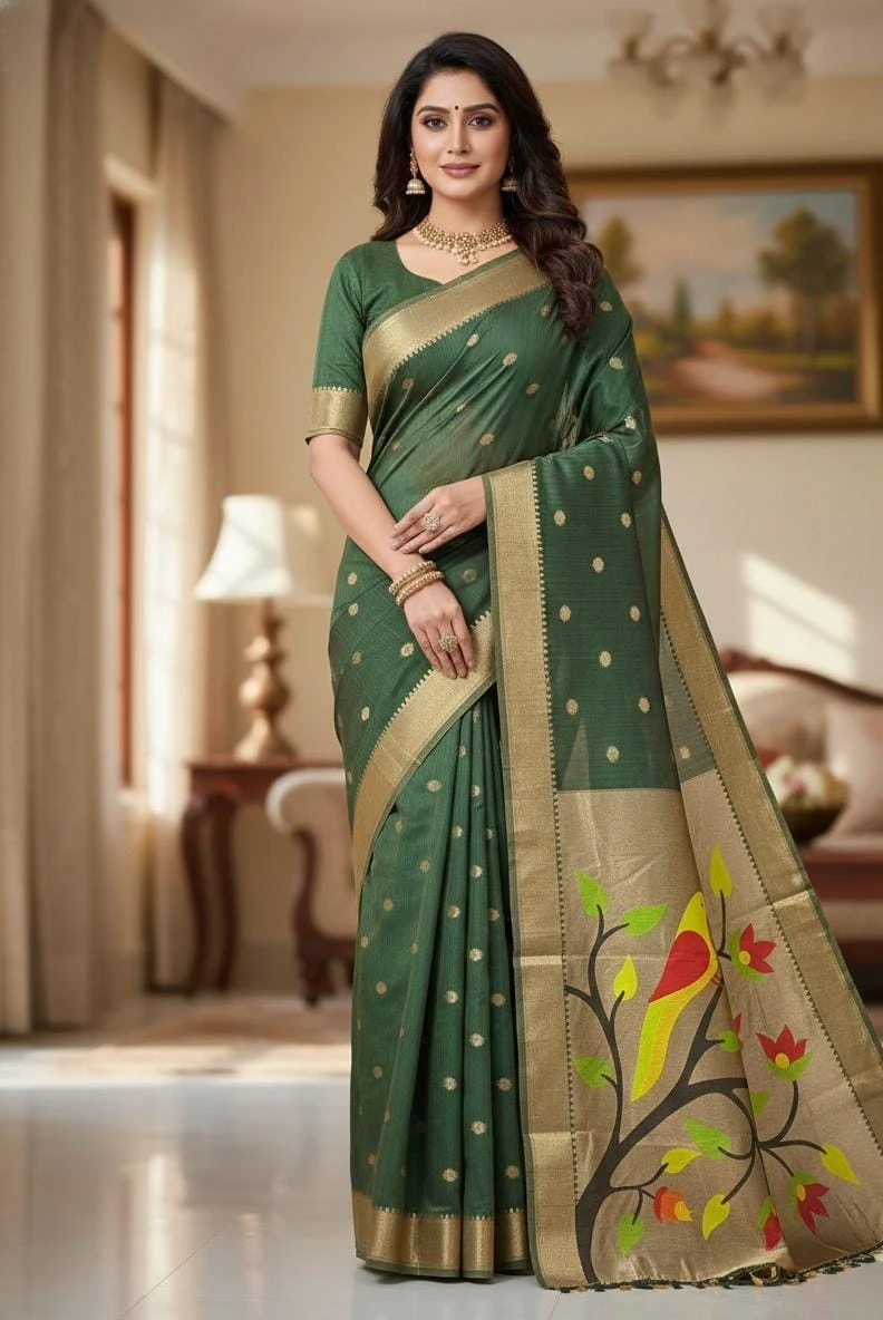 Vt 6086 T Soft Muga Cotton Paithani Saree Collection