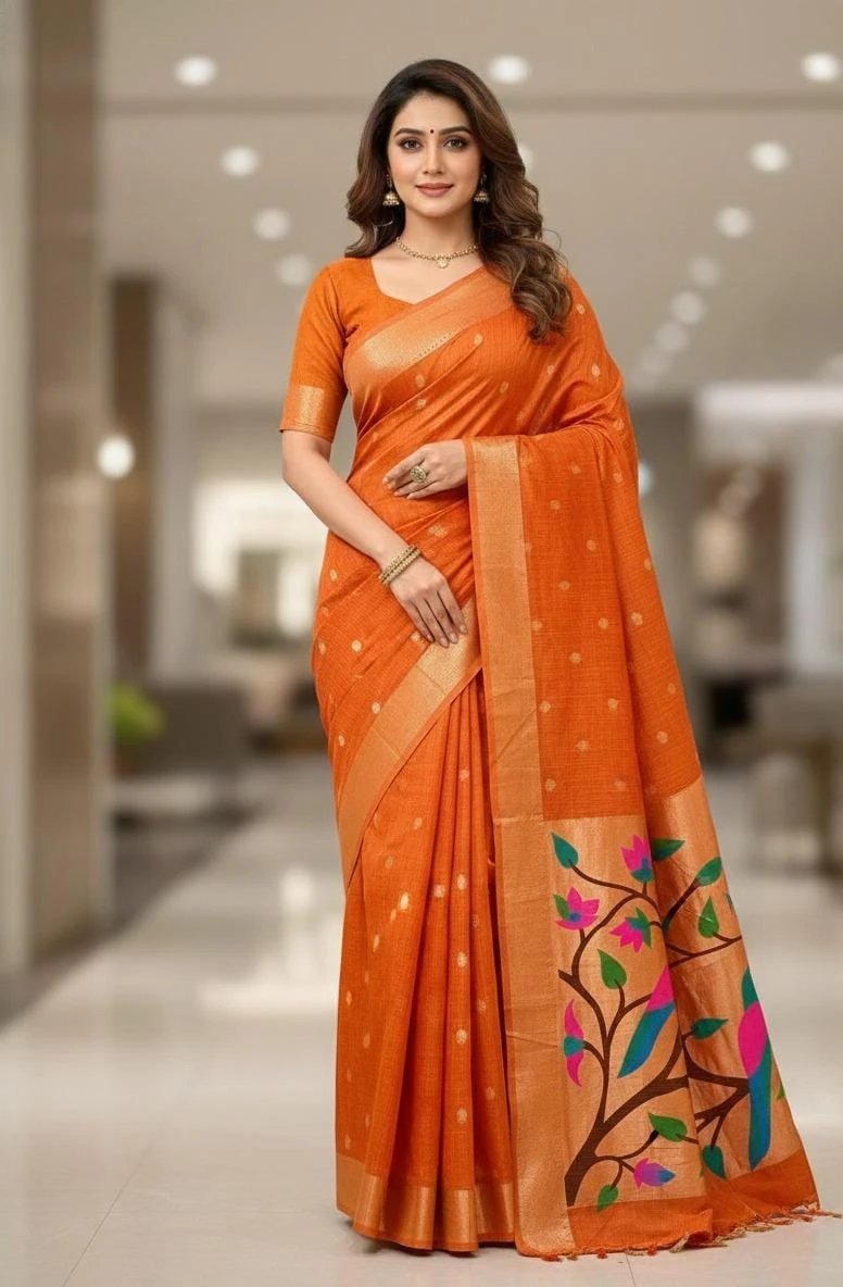 Vt 6086 T Soft Muga Cotton Paithani Saree Collection