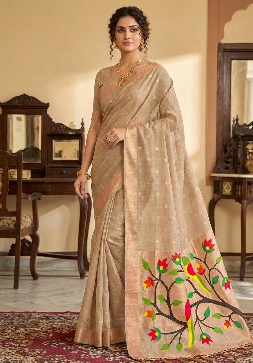 Vt 6086 T Soft Muga Cotton Paithani Saree Collection