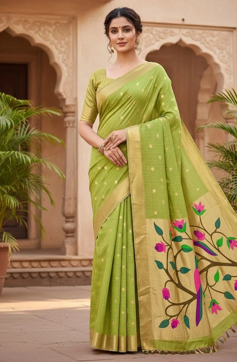 Vt 6086 T Soft Muga Cotton Paithani Saree Collection