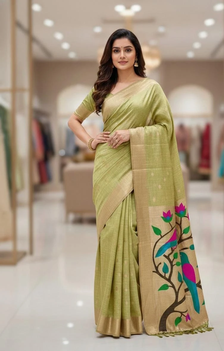 Vt 6086 T Soft Muga Cotton Paithani Saree Collection