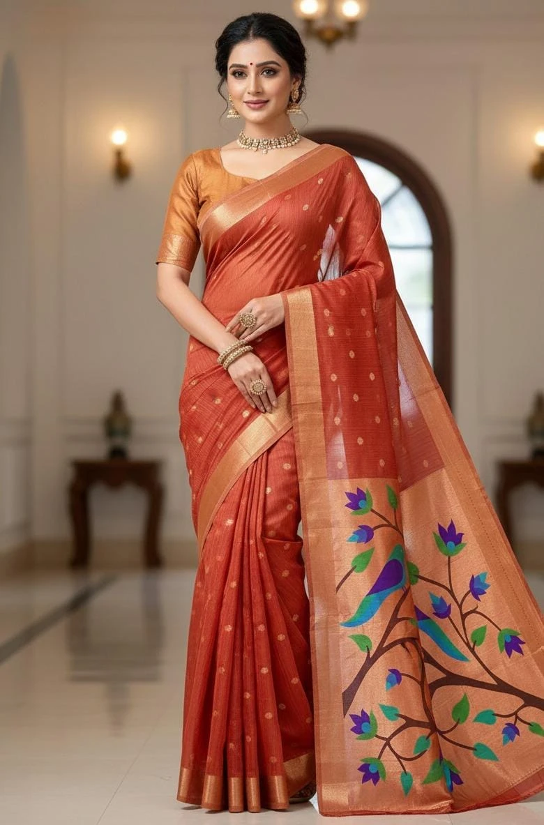 Vt 6086 T Soft Muga Cotton Paithani Saree Collection