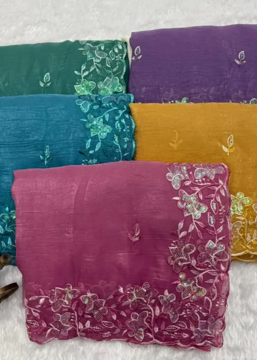 Vt 816 T Premium Crunchy Padding Embroidered Saree Collection