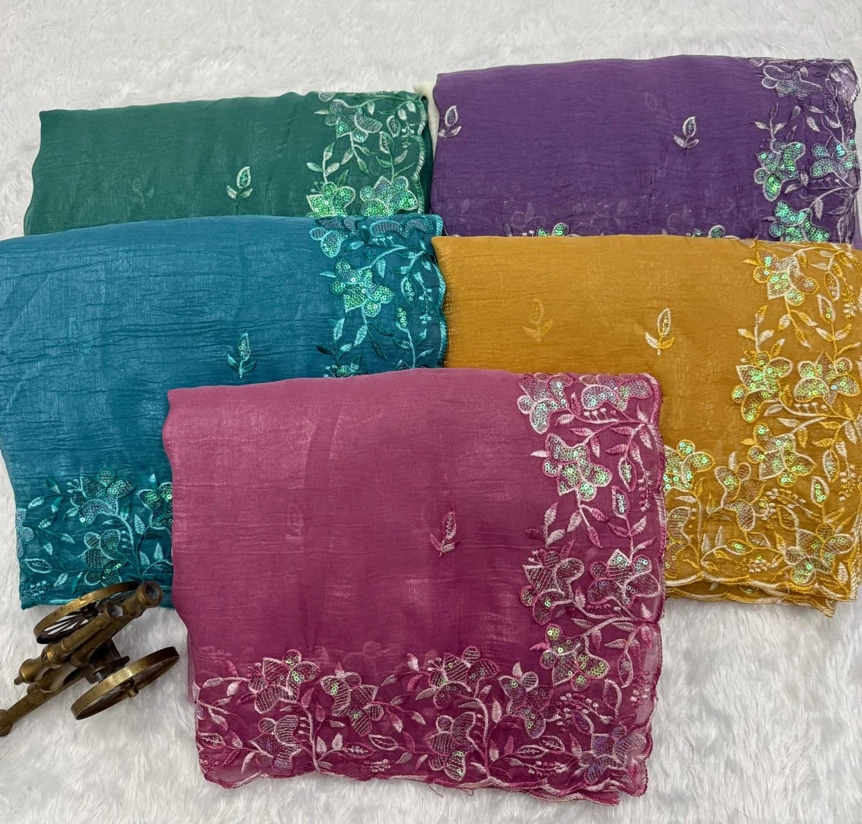 Vt 816 T Premium Crunchy Padding Embroidered Saree Collection