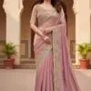 Vt 818 T Premium Fandy Satin Embroidery Saree Collection