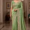 Vt 818 T Premium Fandy Satin Embroidery Saree Collection