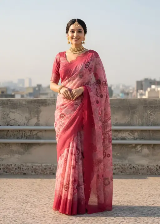 Vt 820 T Premium Gold Simmar Silk Printed Saree